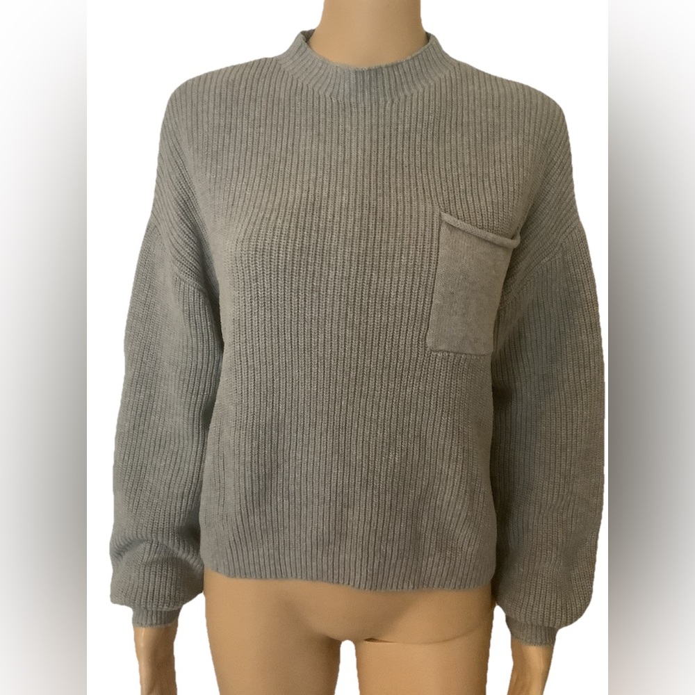 MEROKEETY Womens Rib Sweaters Size M , Gray color, stretch,  Streetwear -Casual